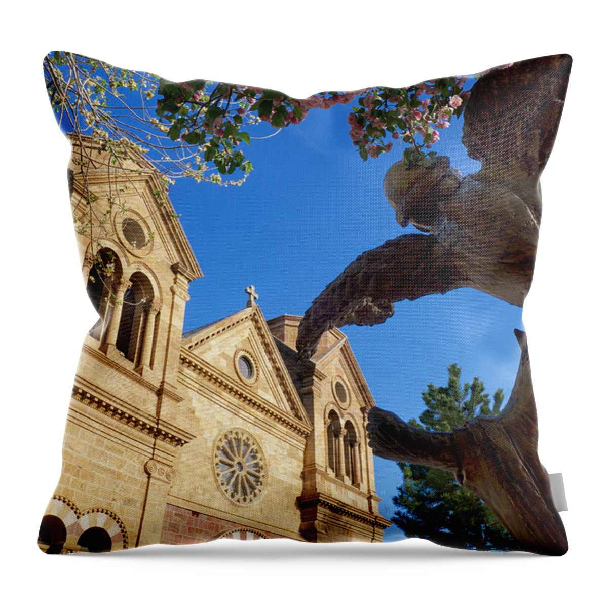 Landmarks Throw Pillow featuring the photograph Dance of St. Francis Santa Fe NM by Mary Lee Dereske