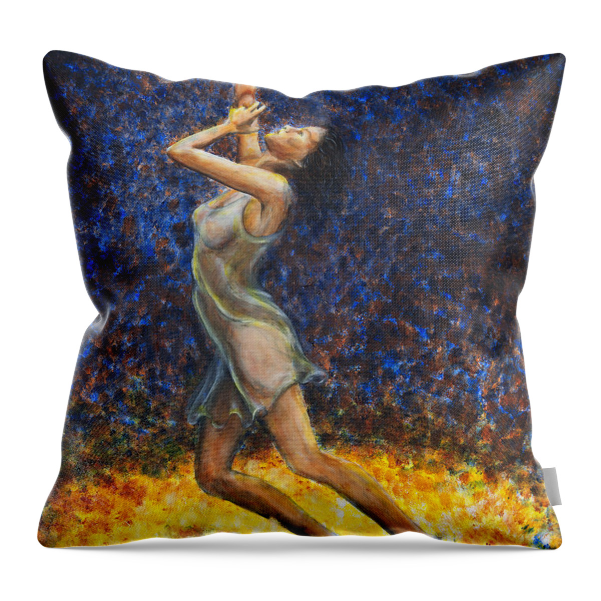 Dancer Throw Pillow featuring the painting Dancer X by Nik Helbig