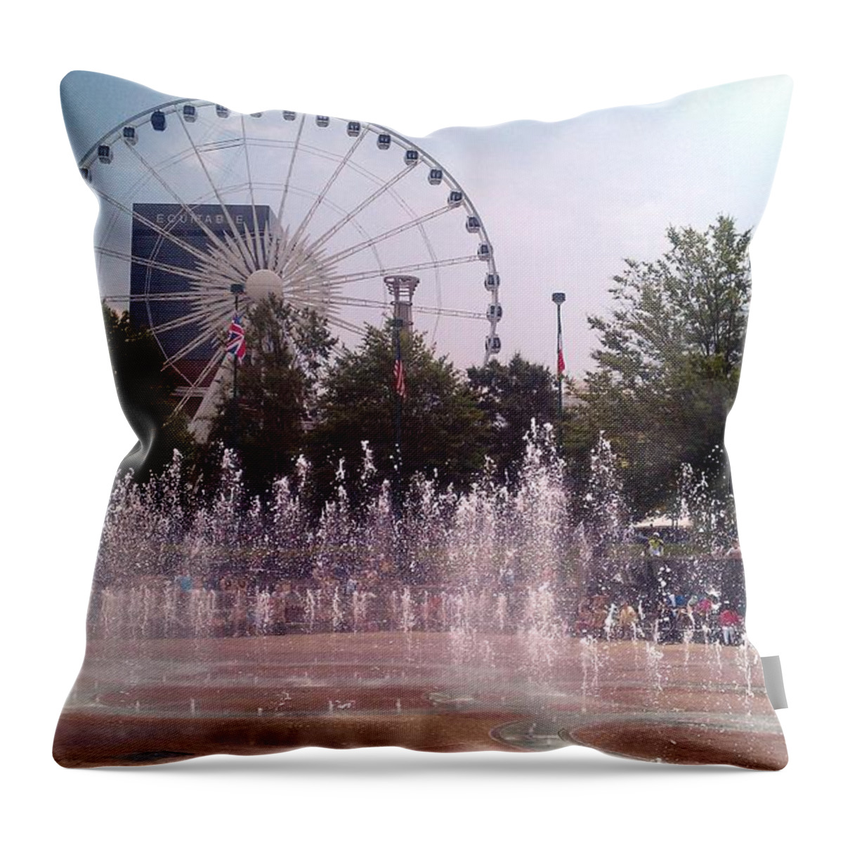 Centennial Park Atlanta Throw Pillow featuring the photograph Dancing Fountains by Kenny Glover