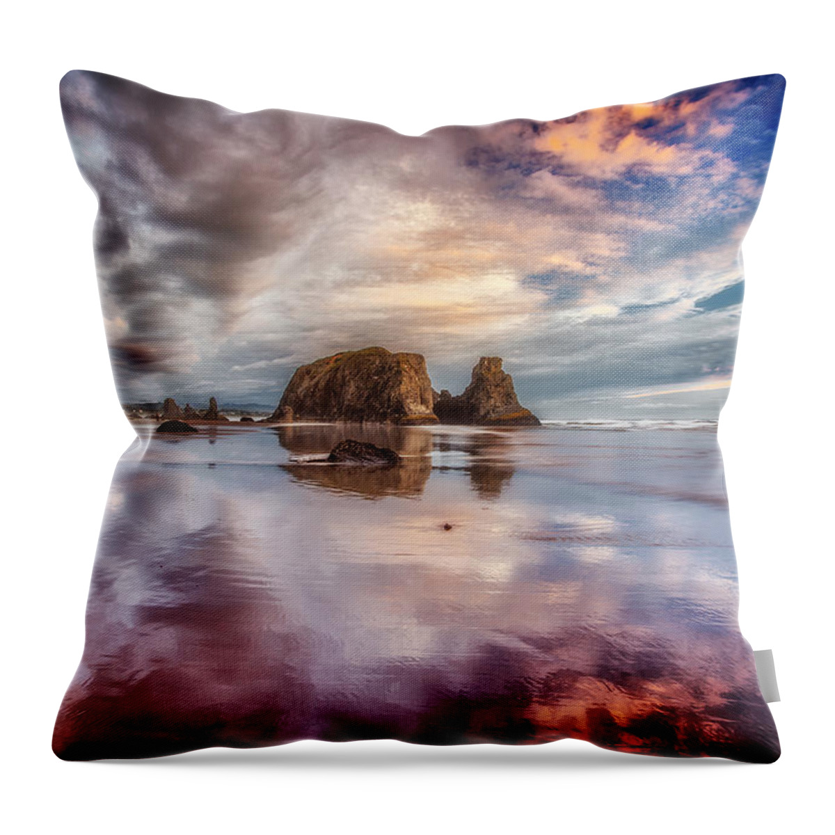Bandon Throw Pillow featuring the photograph Dancing Sunset by Darren White