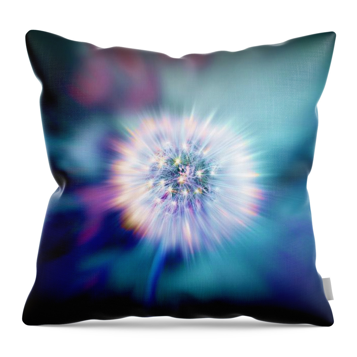 Dandelion Throw Pillow featuring the digital art Dandelion Glow by Lilia D