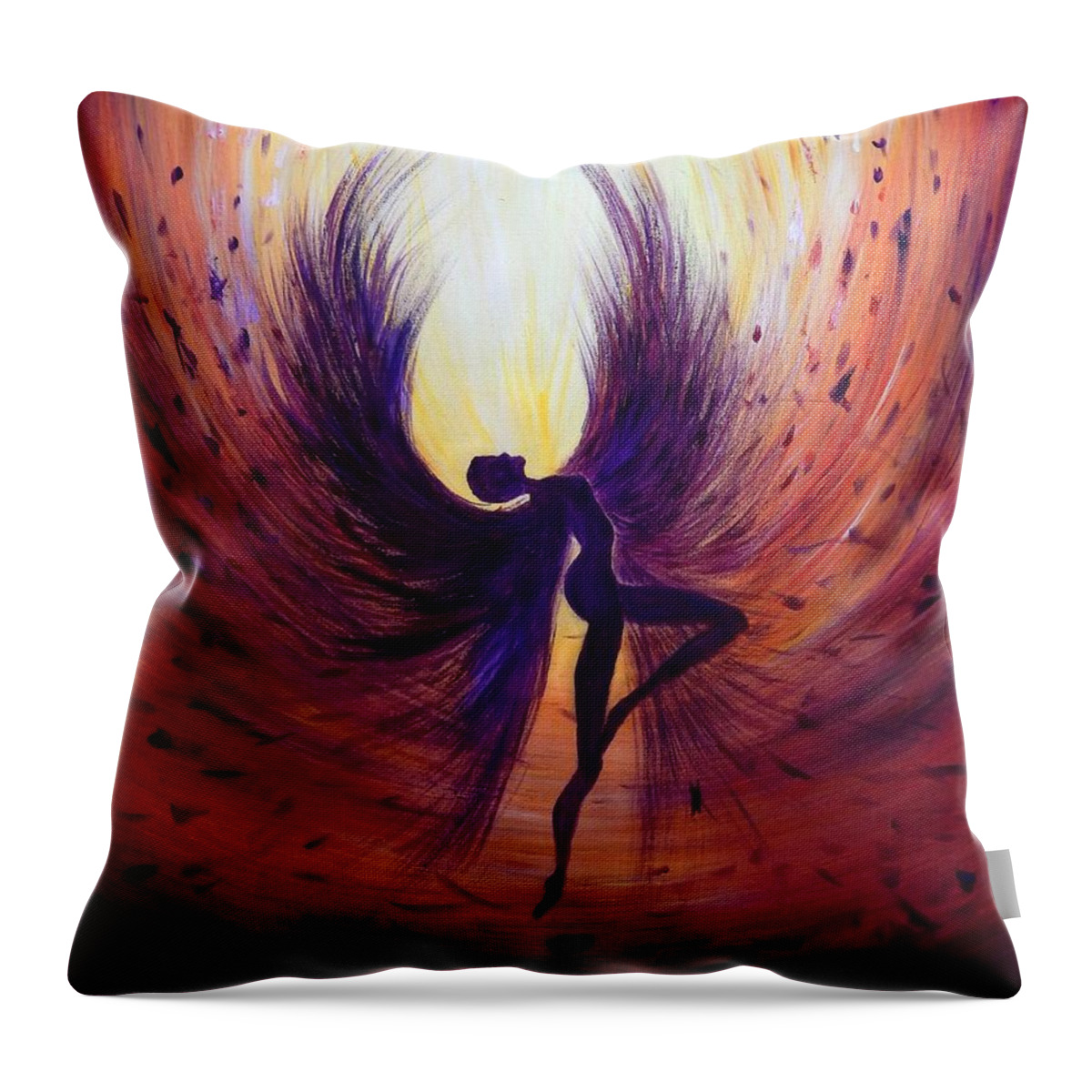 Light Throw Pillow featuring the painting Dark Angel by Lilia D