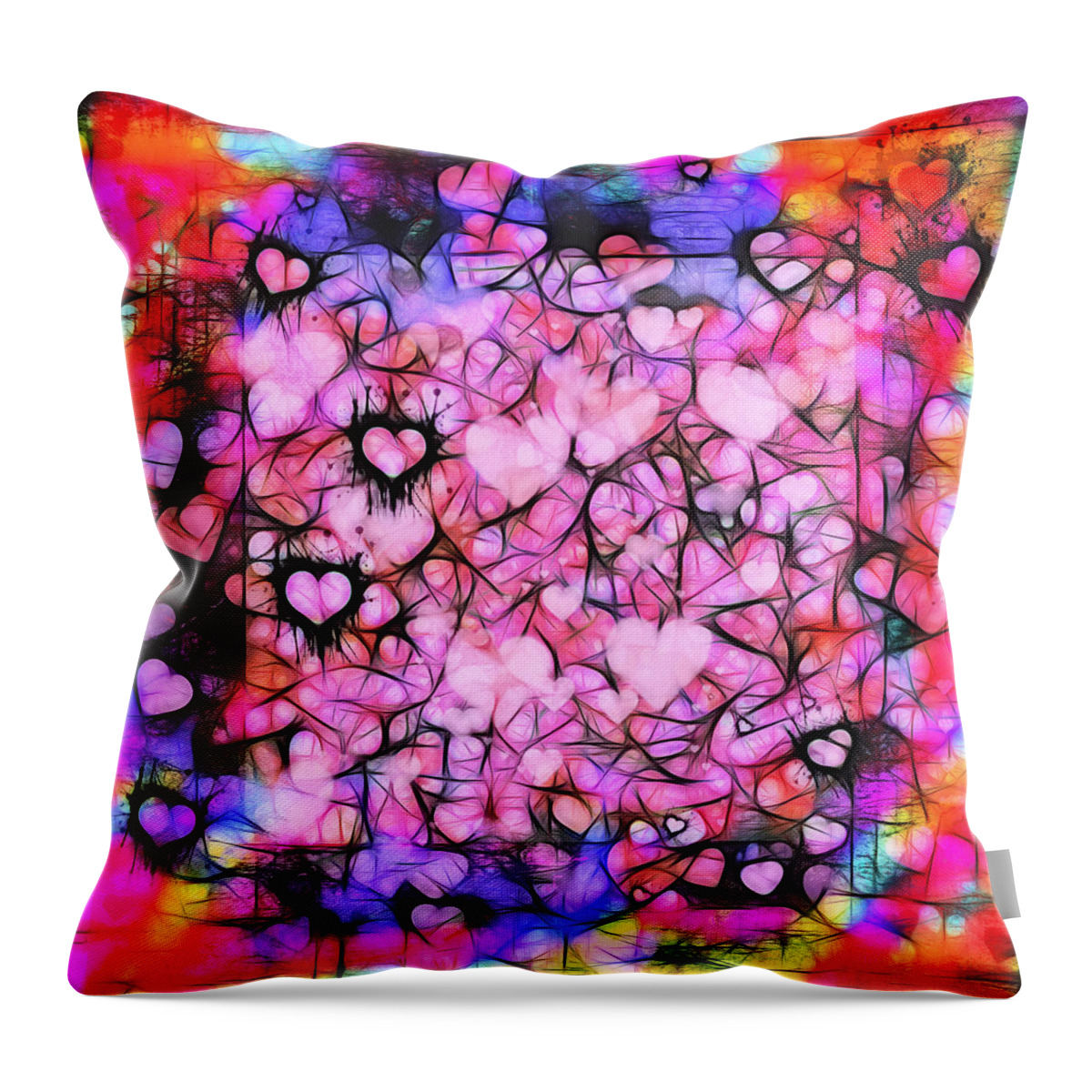 Valentine Throw Pillow featuring the photograph Moody Grunge Hearts Abstract by Marianne Campolongo