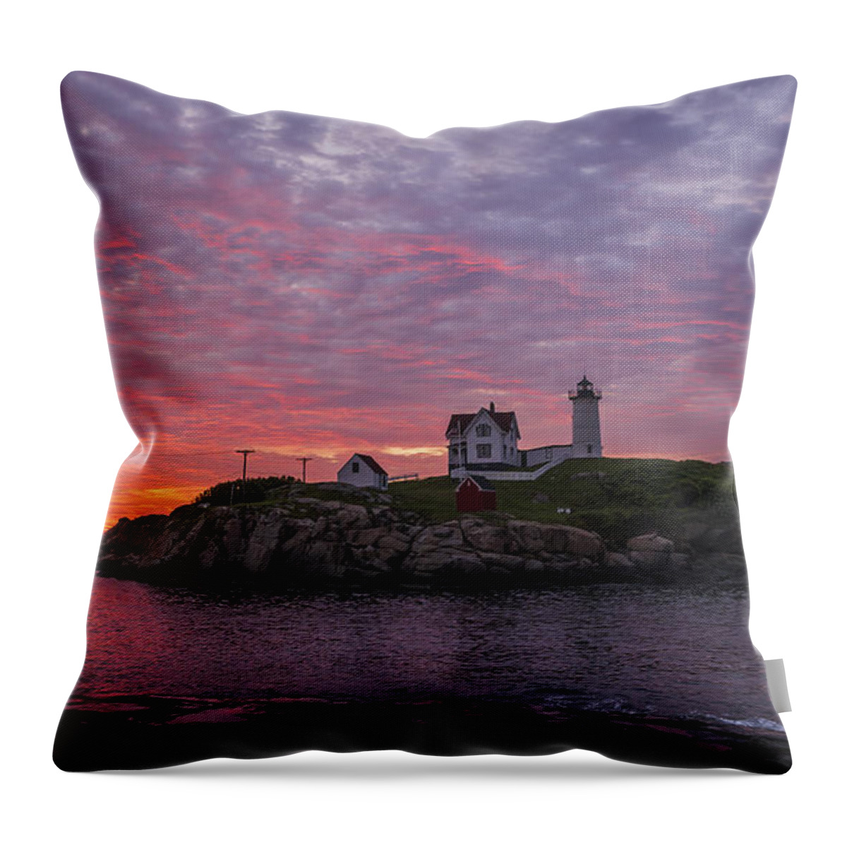 Atlantic Throw Pillow featuring the photograph Dawn at the Nubble by Steven Ralser