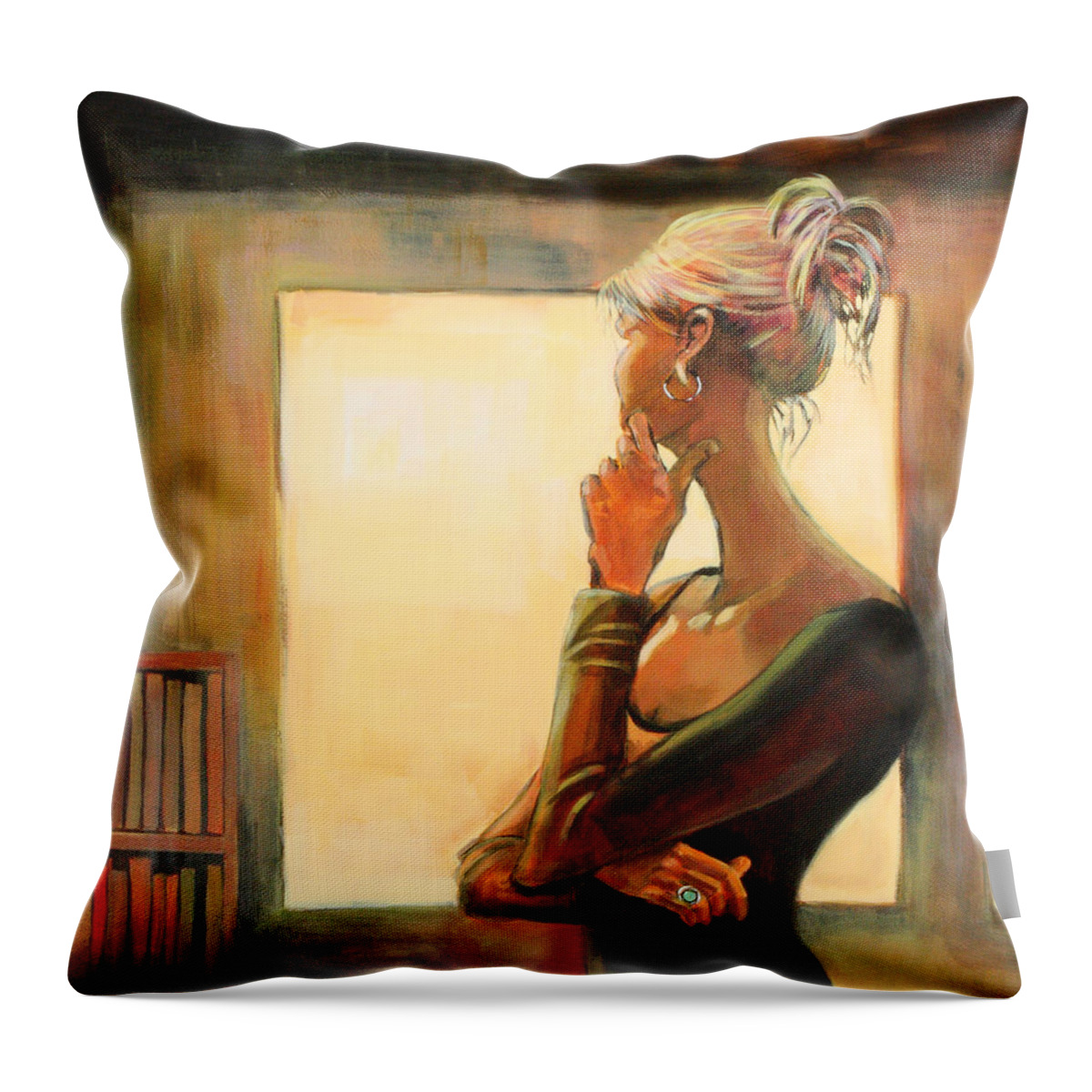 Woman Throw Pillow featuring the painting Daydreaming by Sue Darius