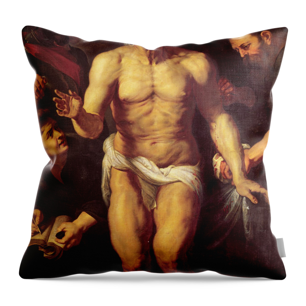 Death Of Seneca Throw Pillow featuring the painting Death of Seneca by Peter Paul Rubens