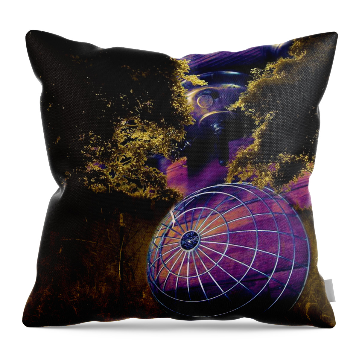 Spaceship Throw Pillow featuring the photograph Deer in a Cage by Laureen Murtha Menzl
