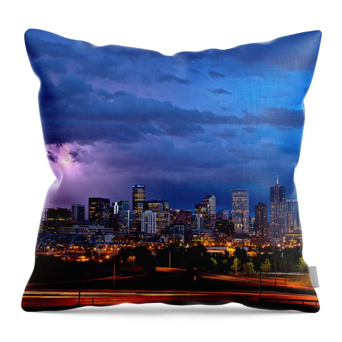 Landscape Throw Pillow featuring the photograph Denver Skyline by John K Sampson