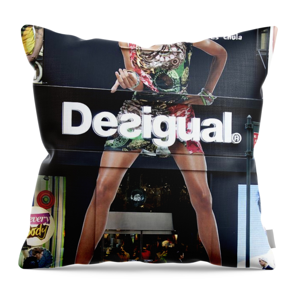 Desigual Throw Pillow featuring the photograph Desigual Storefront by Alice Gipson