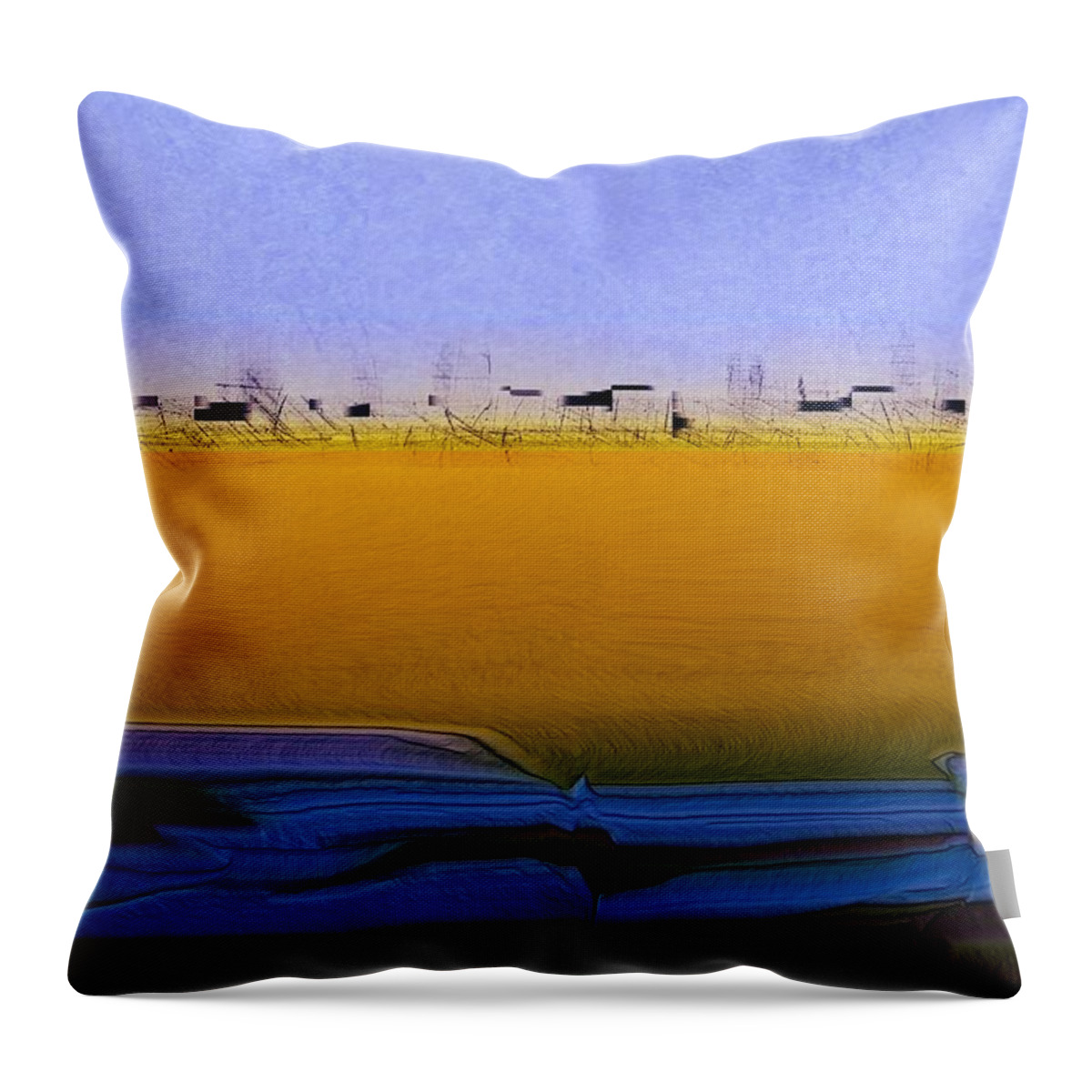 Digital Art Throw Pillow featuring the digital art Digital City Landscape - 2 by Kae Cheatham