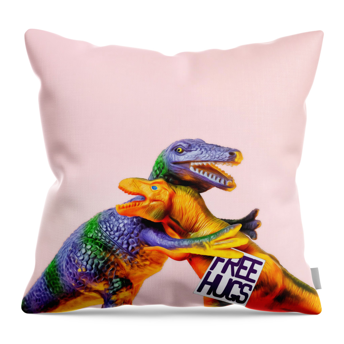 Fun Throw Pillow featuring the photograph Dinosaurs Hugging by Juj Winn