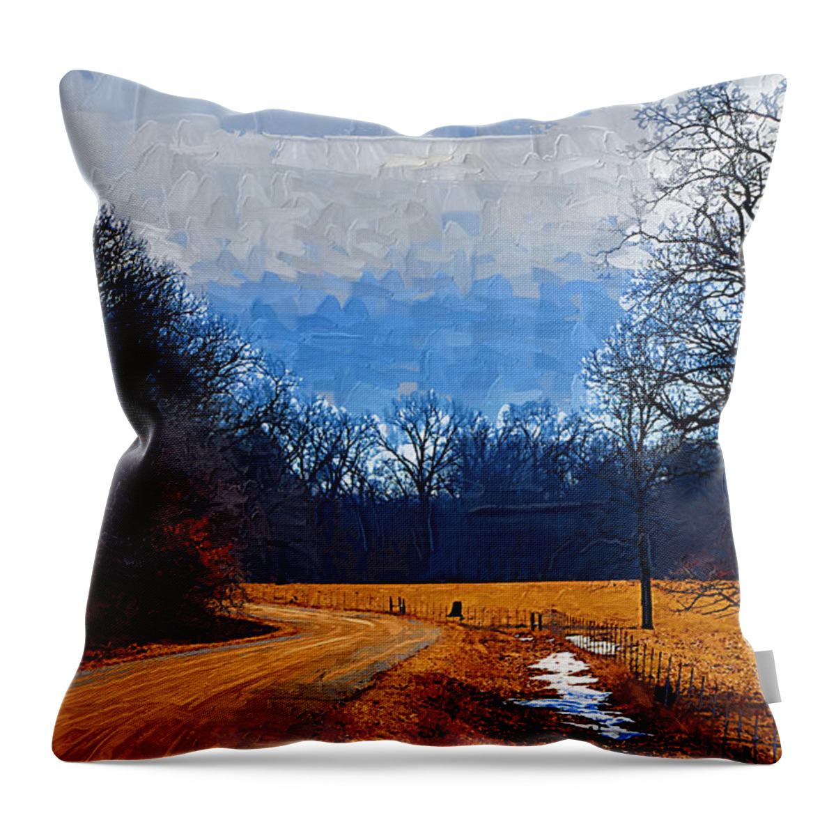 Country Throw Pillow featuring the painting Dirt Road by Kirt Tisdale