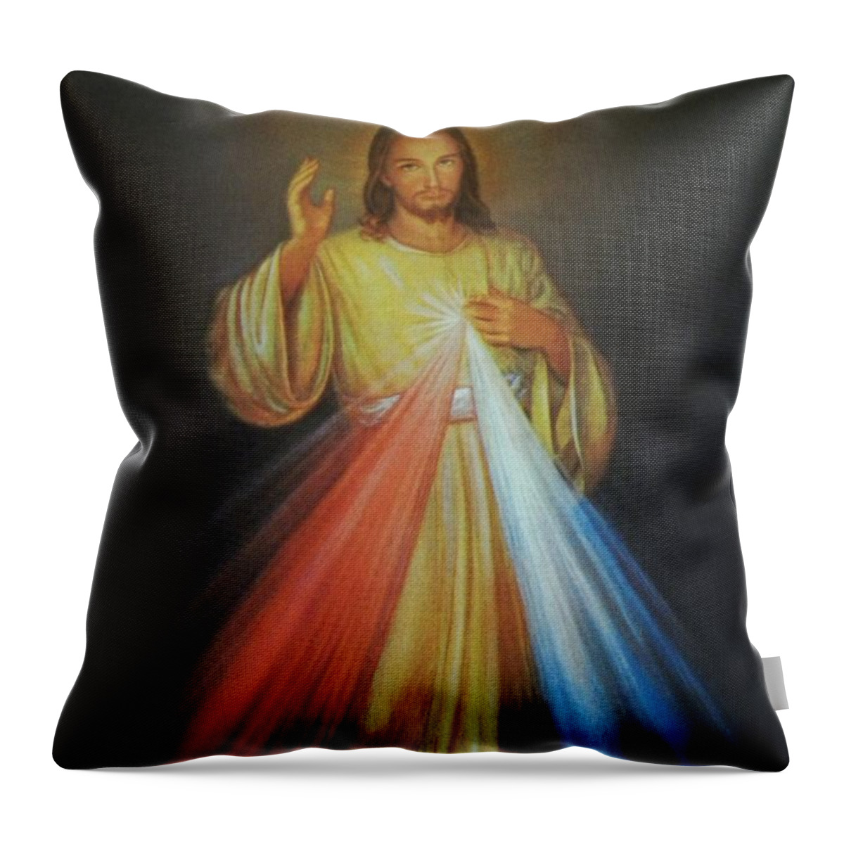 Divine Mercy Throw Pillow featuring the photograph Divine Mercy Jesus by Anna Baker