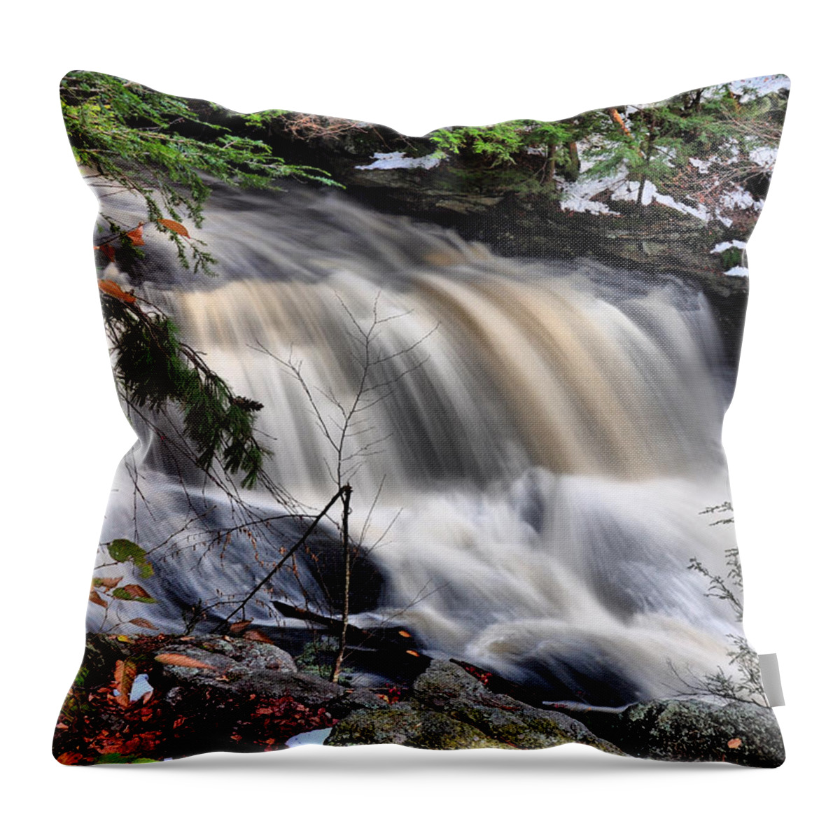 Waterfall Throw Pillow featuring the photograph Doane's Lower Falls in Central Mass. by Mitchell R Grosky