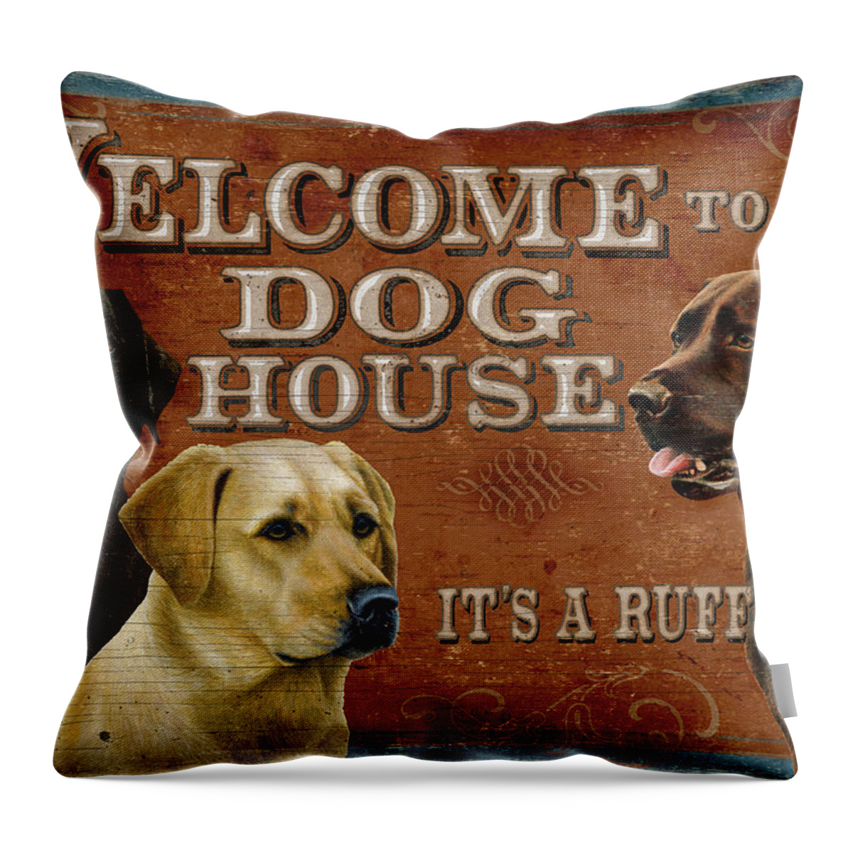 Nigel Hemming Throw Pillow featuring the painting Dog House by JQ Licensing