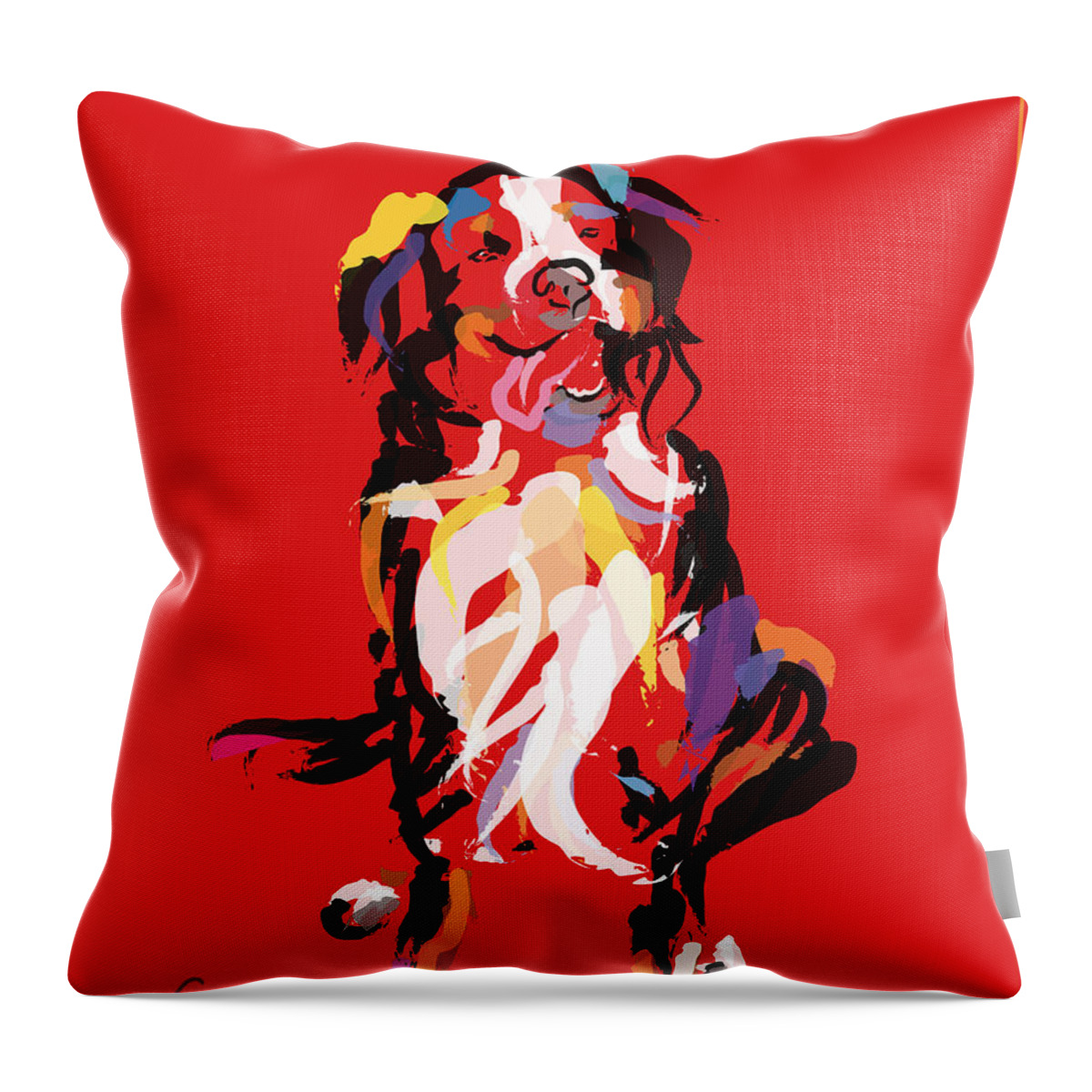 Dog Painting Throw Pillow featuring the painting Dog Iggy by Go Van Kampen