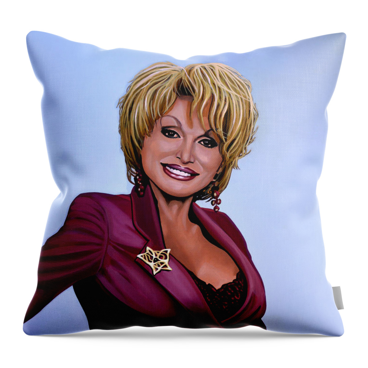 Dolly Parton Throw Pillow featuring the painting Dolly Parton by Paul Meijering