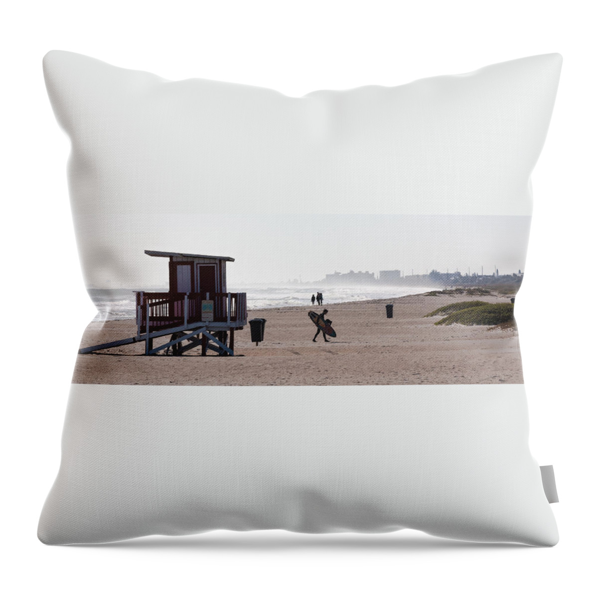Beach Throw Pillow featuring the photograph Done Surfing by Ed Gleichman