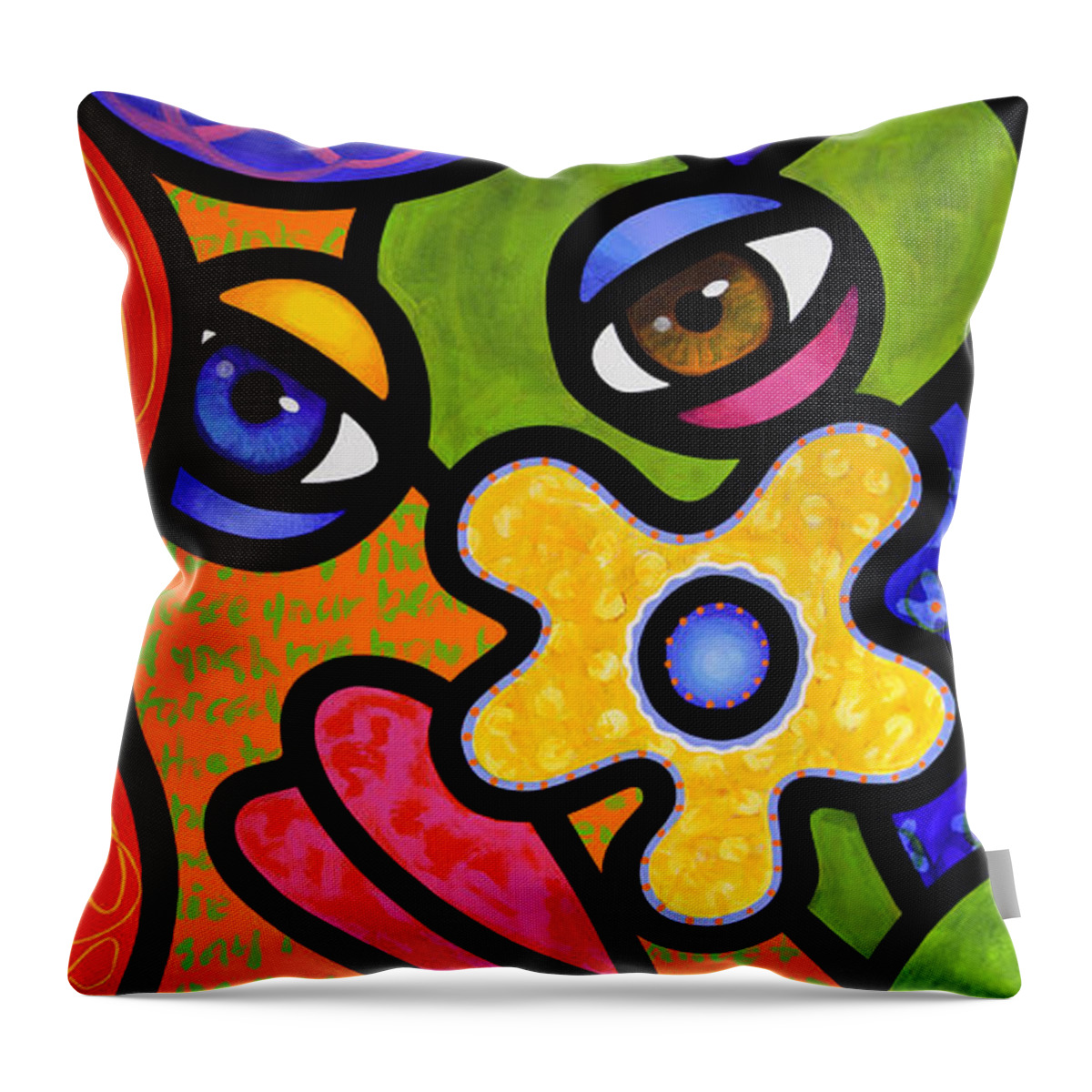Abstract Throw Pillow featuring the painting Double Take by Steven Scott