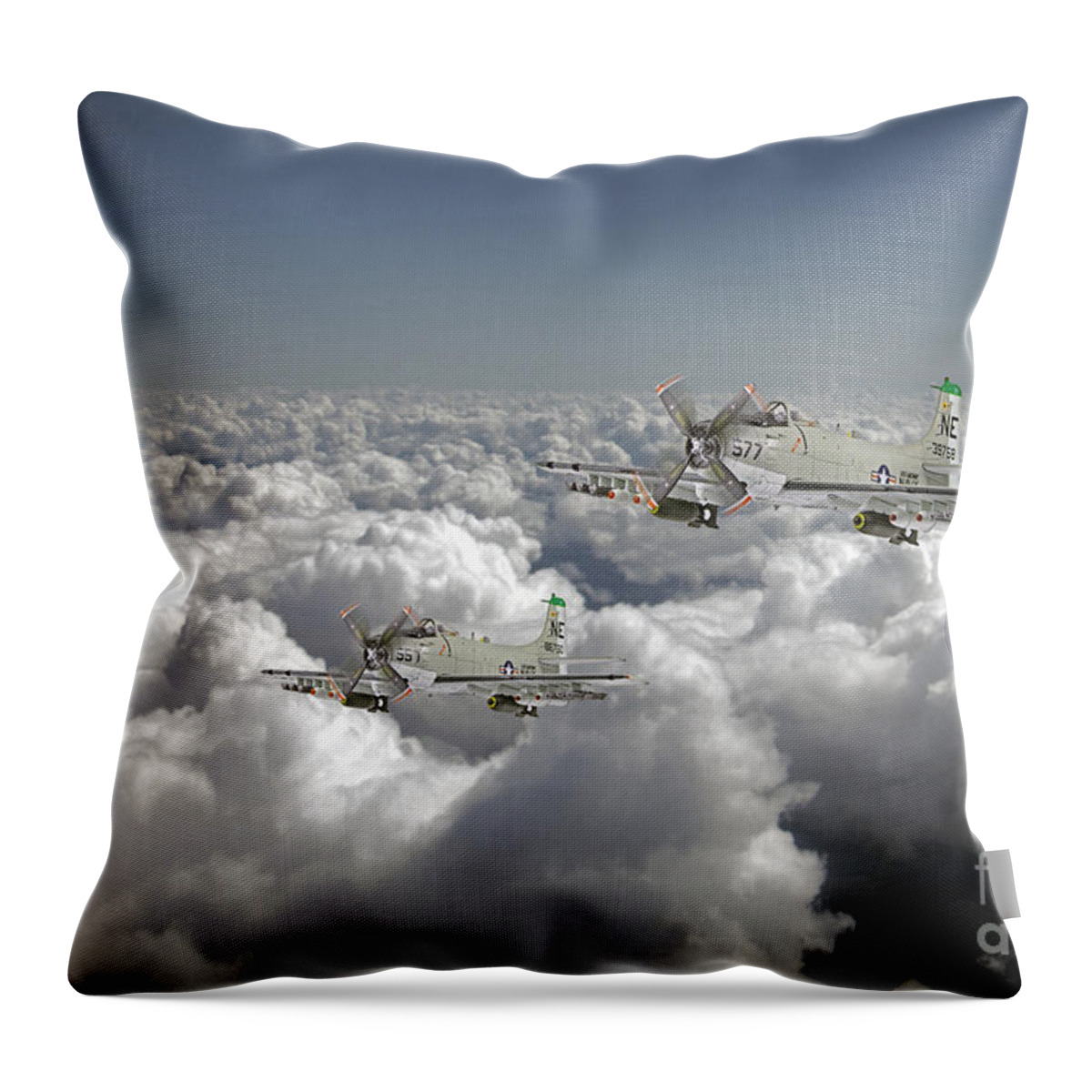 Douglas Skyraider Throw Pillow featuring the digital art Douglas Skyraider by Airpower Art