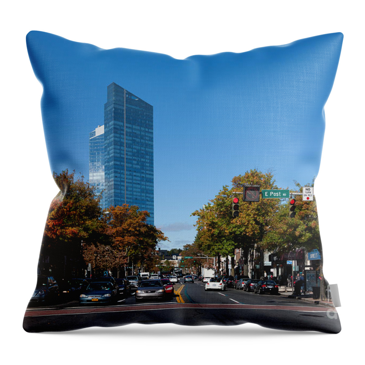 Clarence Holmes Throw Pillow featuring the photograph Downtown White Plains New York III by Clarence Holmes