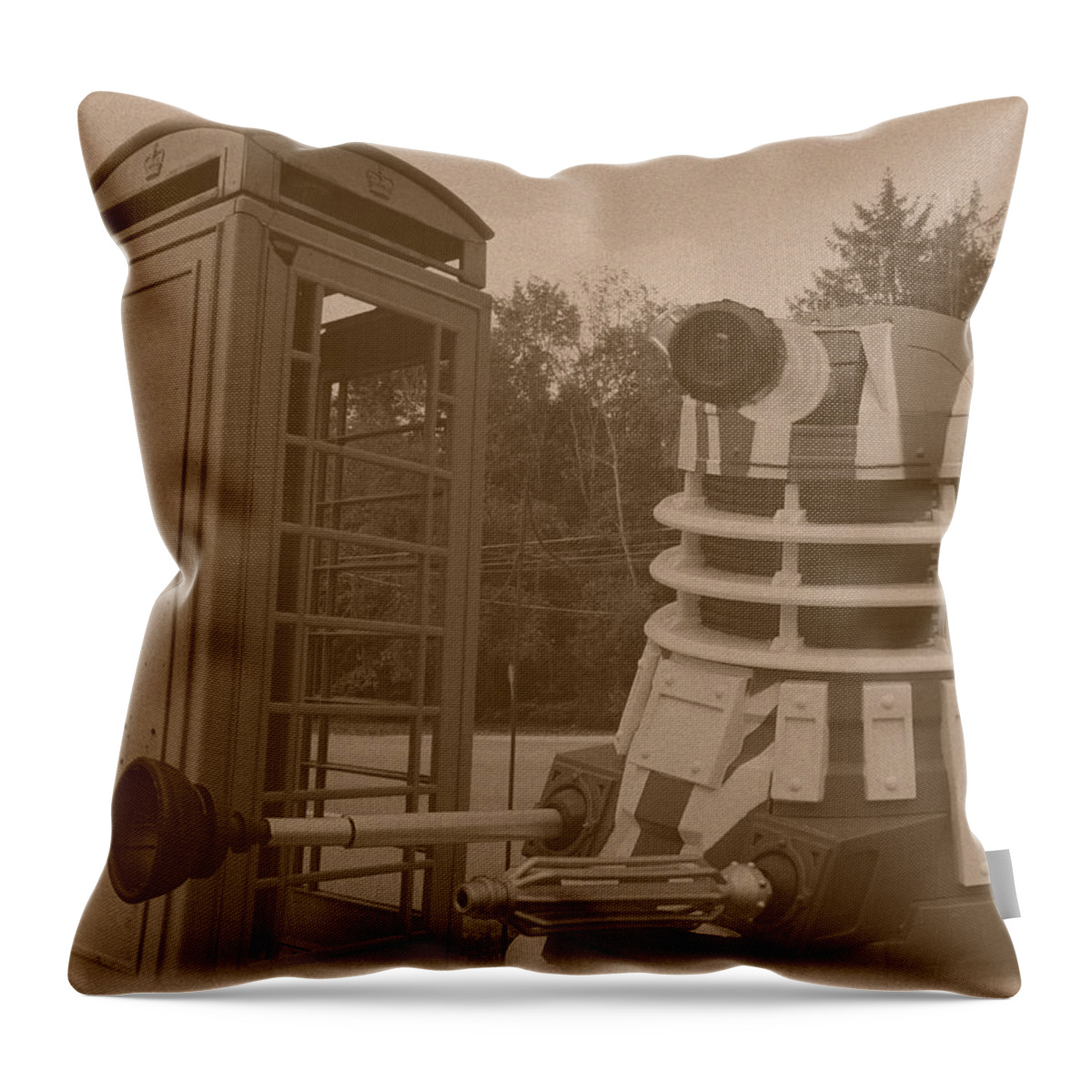 Richard Reeve Throw Pillow featuring the photograph Dr Who - The Wrong Box by Richard Reeve