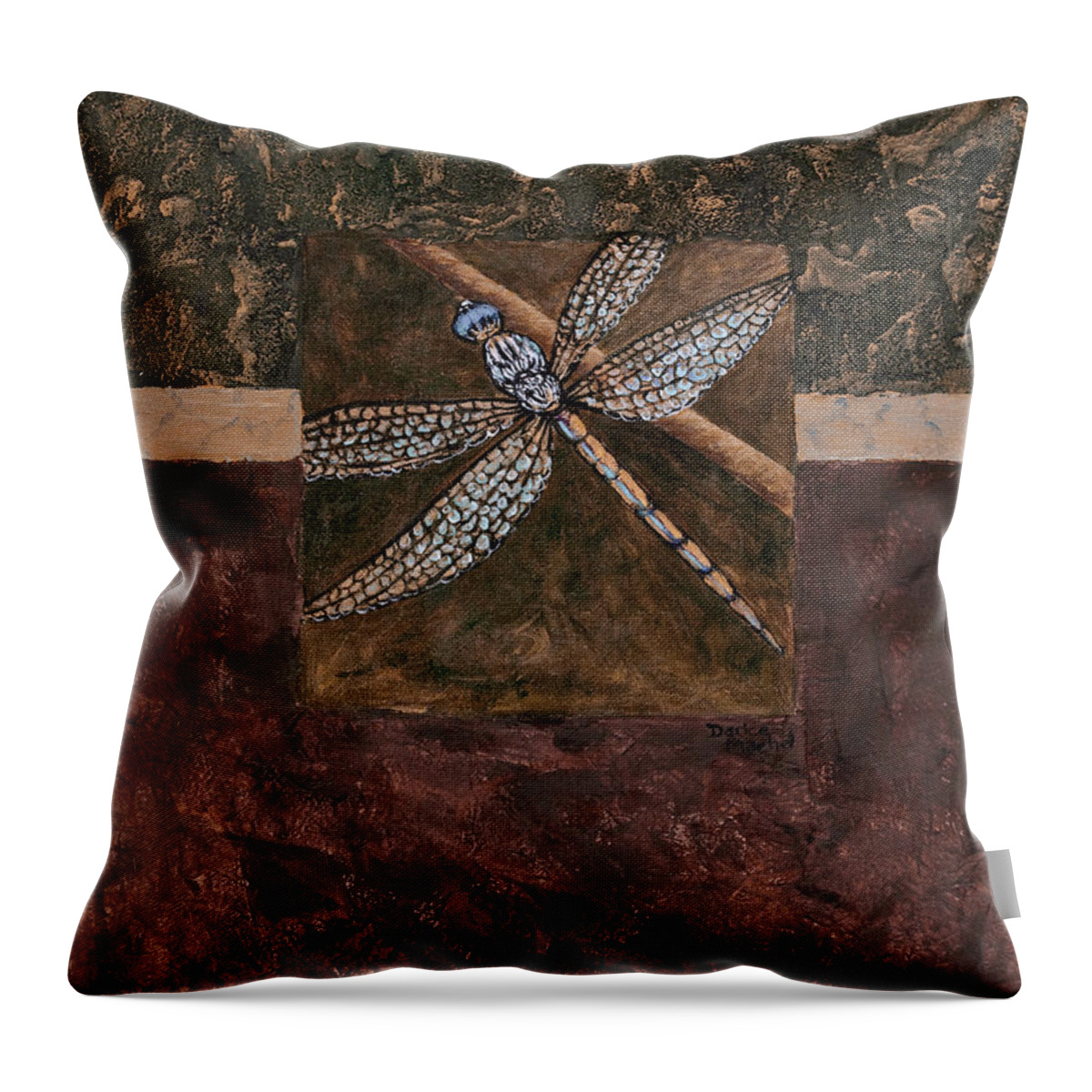 Dragonfly Throw Pillow featuring the painting Dragonfly by Darice Machel McGuire