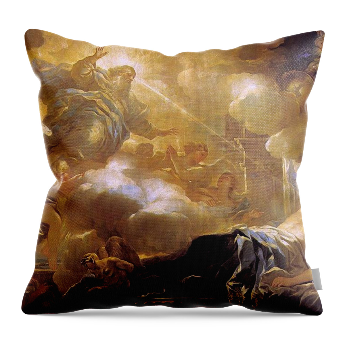 Luca Giordano Throw Pillow featuring the painting Dream of Solomon by Luca Giordano