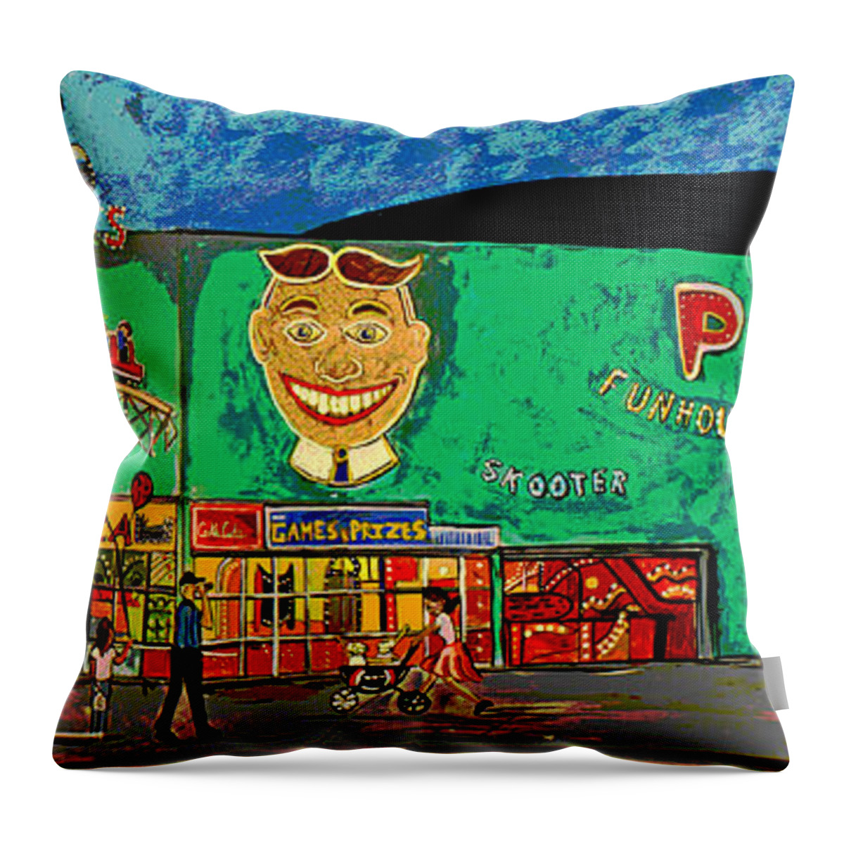 Asbury Park Palace Throw Pillow featuring the painting Dreams of the Palace by Patricia Arroyo