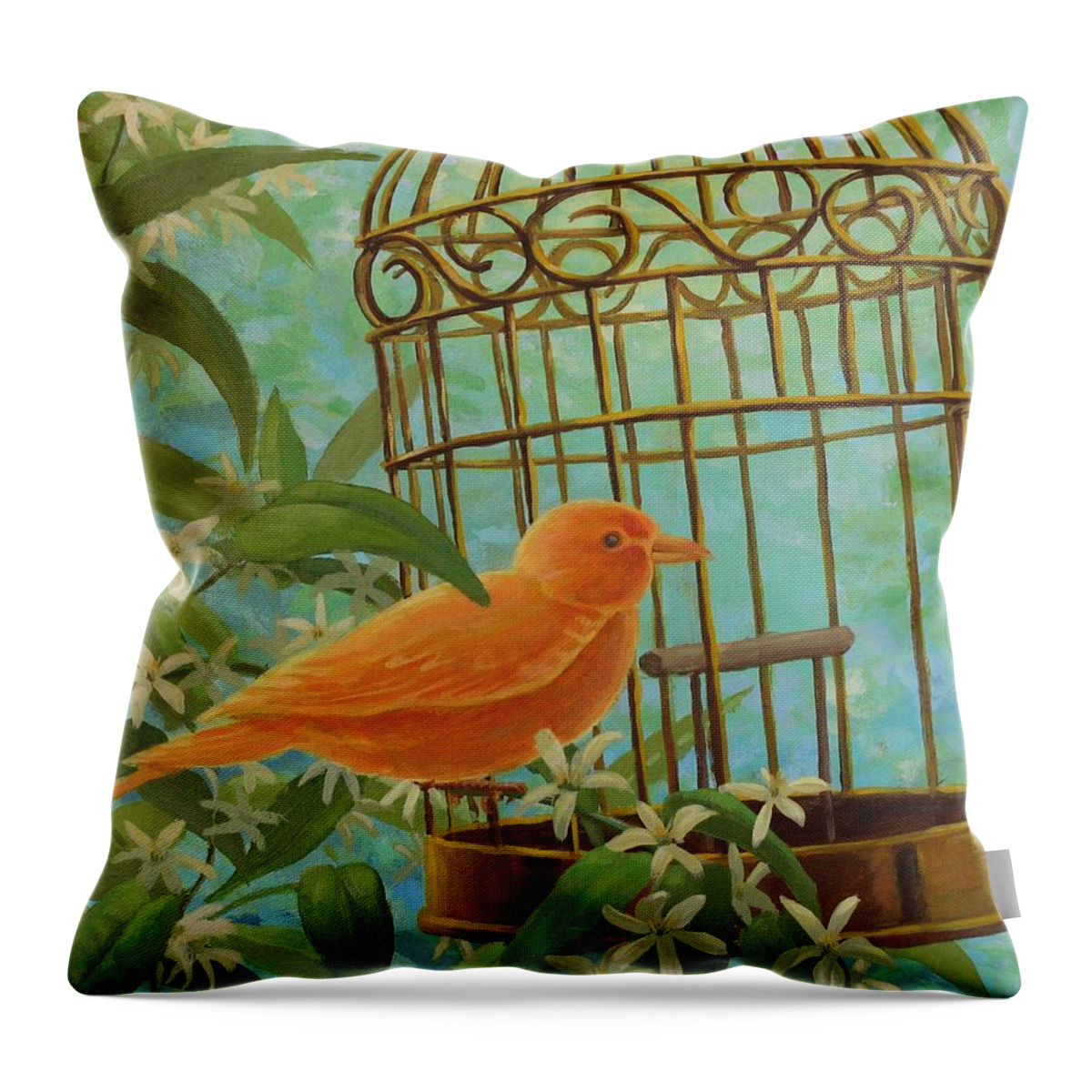 Canary Throw Pillow featuring the painting Dreamsicle by Don Morgan