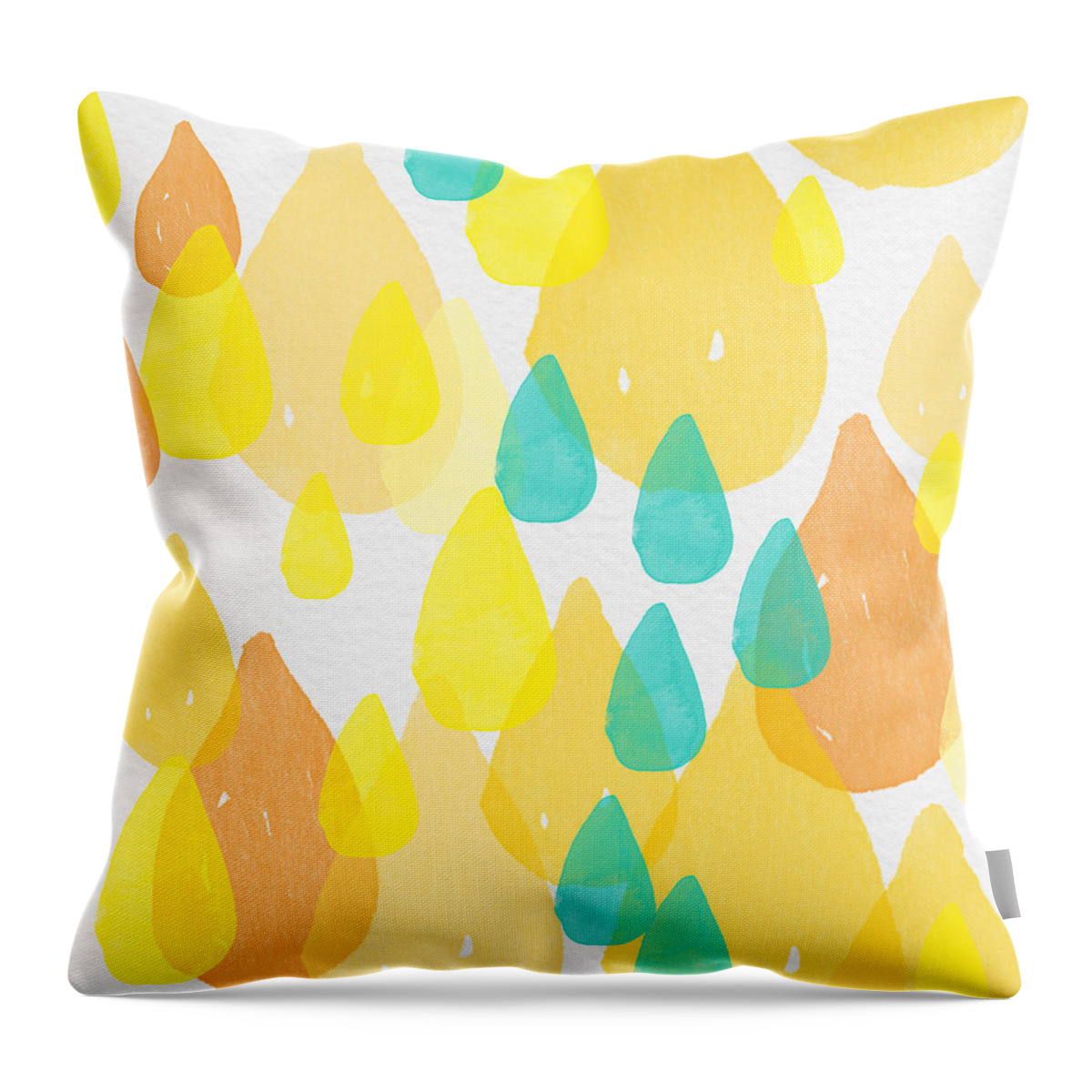 Abstract Painting Throw Pillow featuring the painting Drops of Sunshine- abstract painting by Linda Woods
