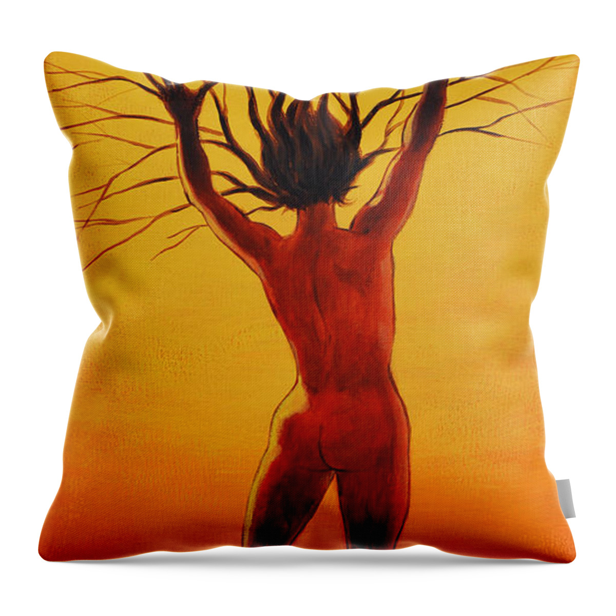 Fantasy Throw Pillow featuring the painting Dryad by Glenn Pollard