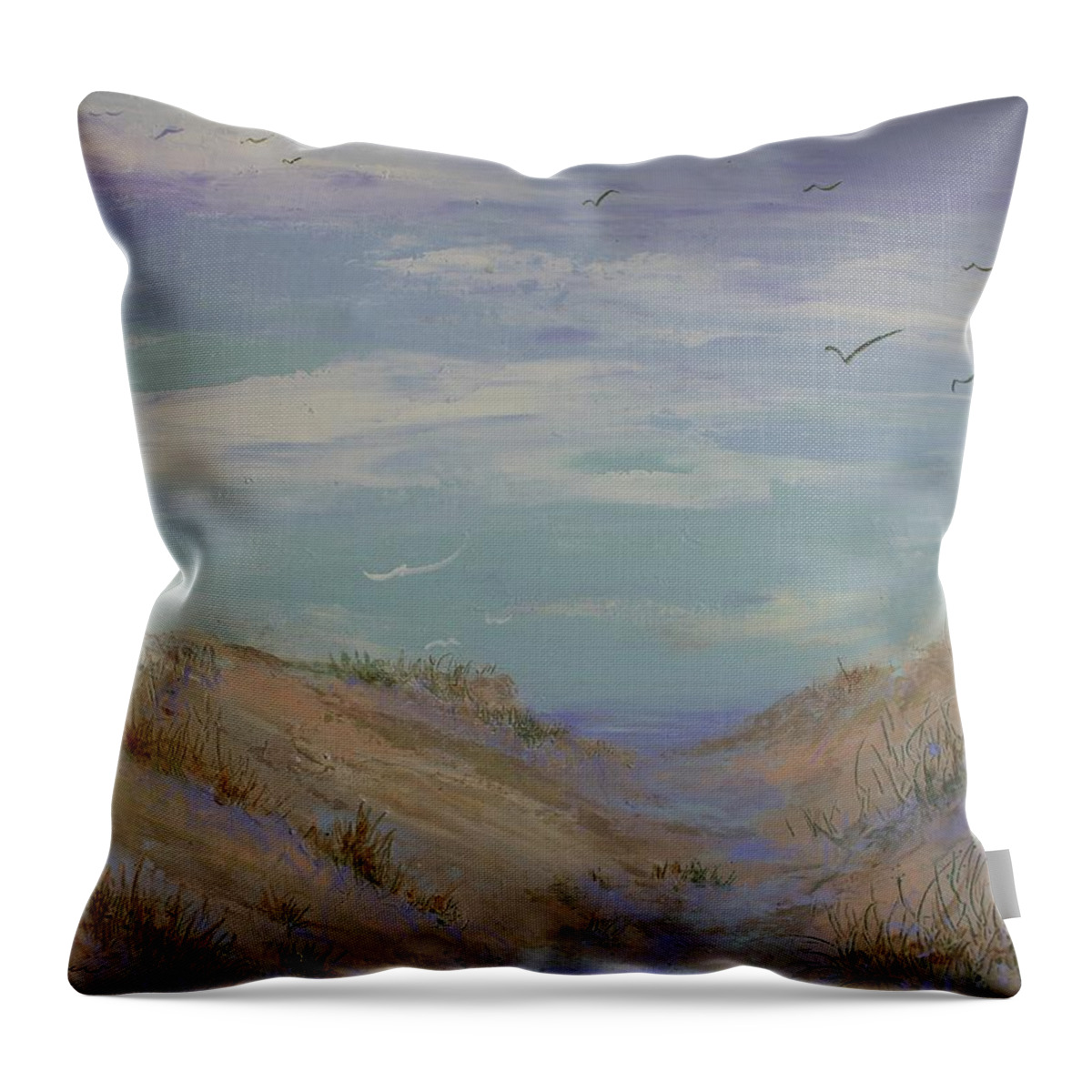 Sand Dunes Throw Pillow featuring the painting Dune by Ruth Kamenev