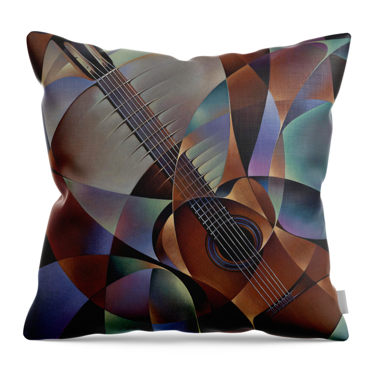 Violin Throw Pillow featuring the painting Dynamic Guitar by Ricardo Chavez-Mendez