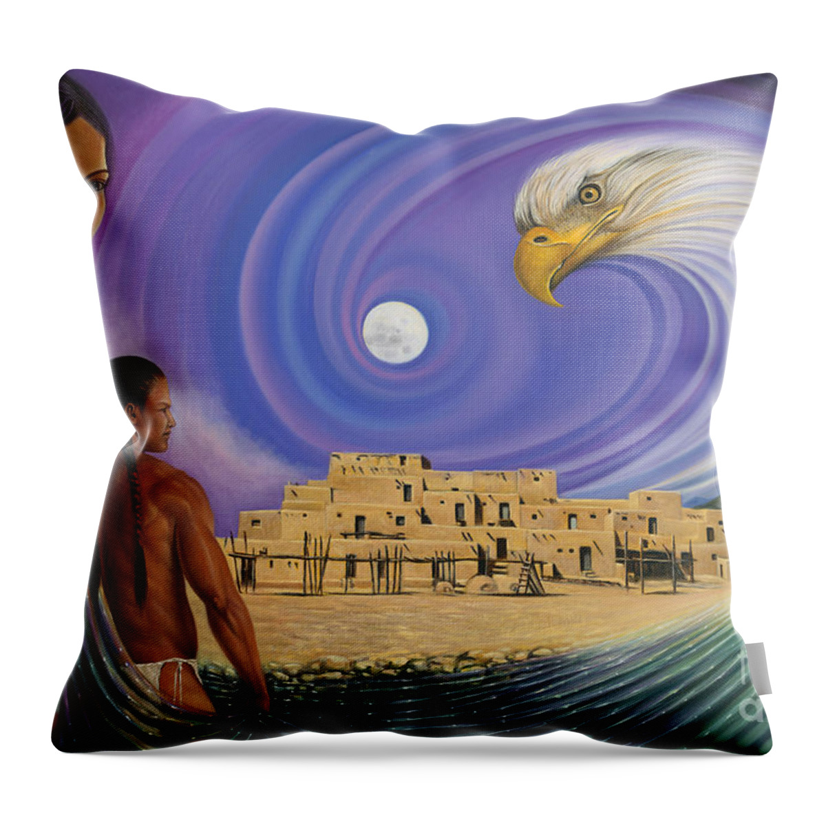 Taos Throw Pillow featuring the painting Dynamic Taos I by Ricardo Chavez-Mendez