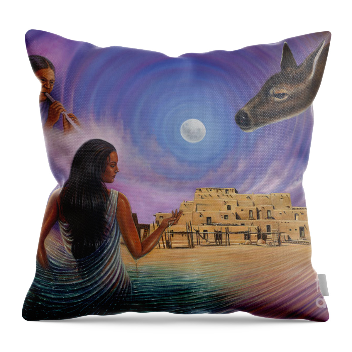 Taos Throw Pillow featuring the painting Dynamic Taos Il by Ricardo Chavez-Mendez