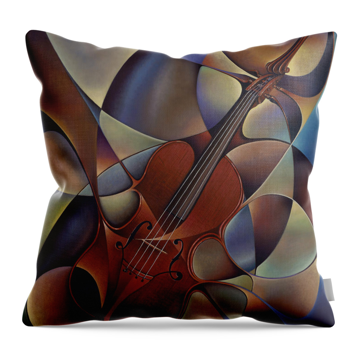 Violin Throw Pillow featuring the painting Dynamic Violin by Ricardo Chavez-Mendez