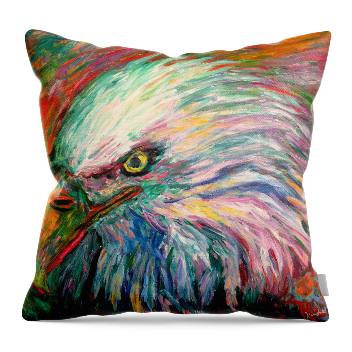 Abstract Eagle Throw Pillow featuring the painting Eagle Fire by Kendall Kessler