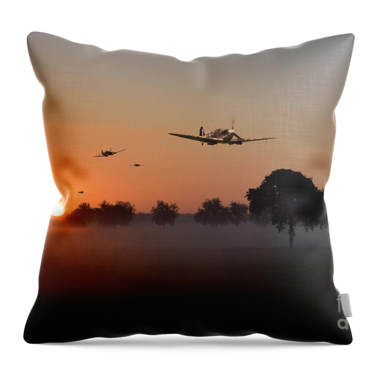 Supermarine Throw Pillow featuring the digital art Early Birds by Airpower Art