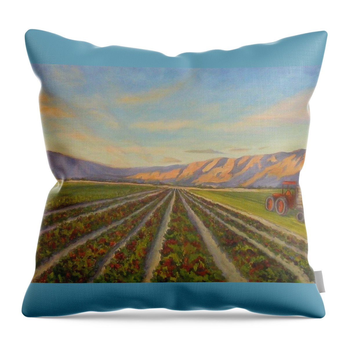 Landscape Throw Pillow featuring the painting Feeding Those in Need by Maria Hunt
