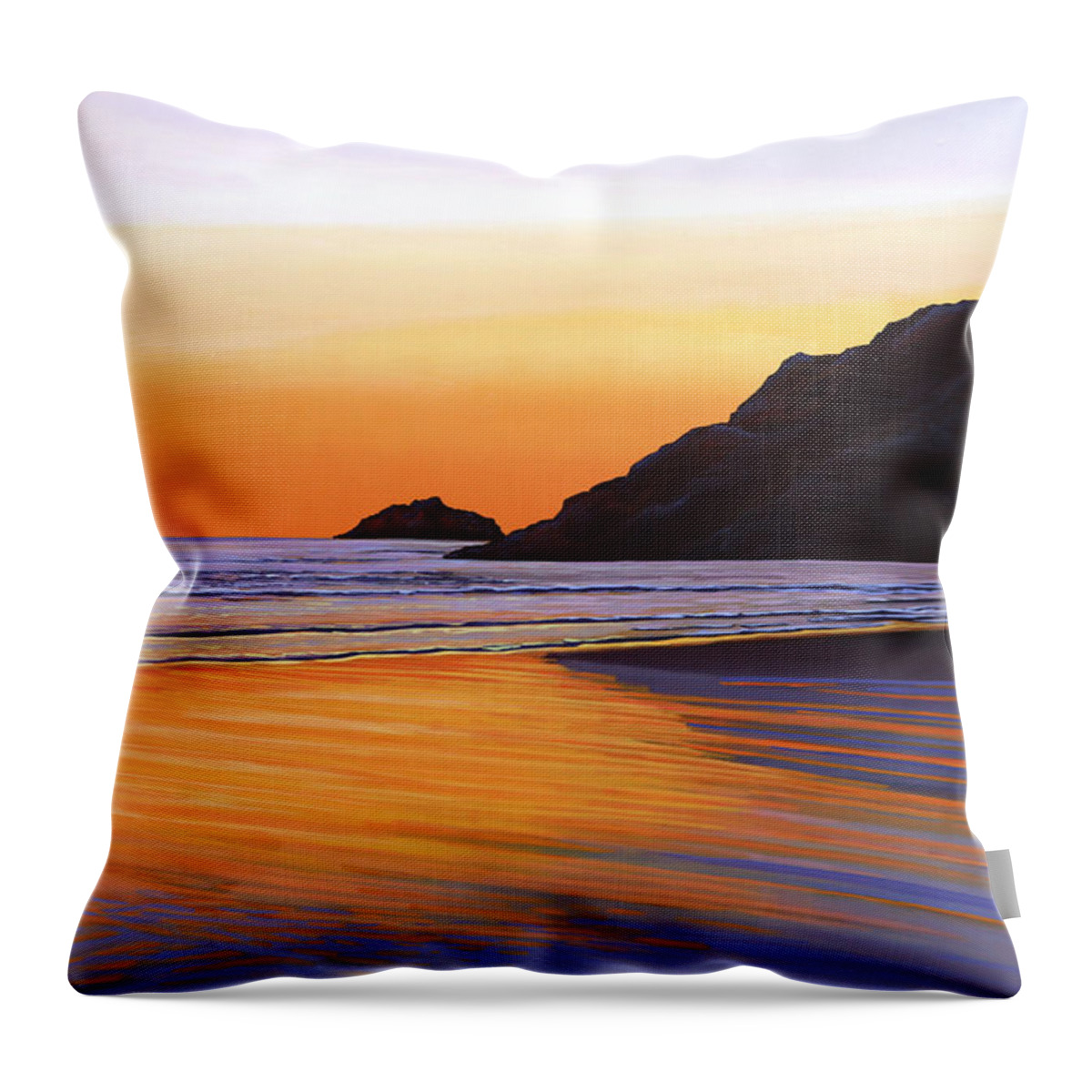 Sunset Throw Pillow featuring the painting Earth Sunrise Sea by Paul Meijering