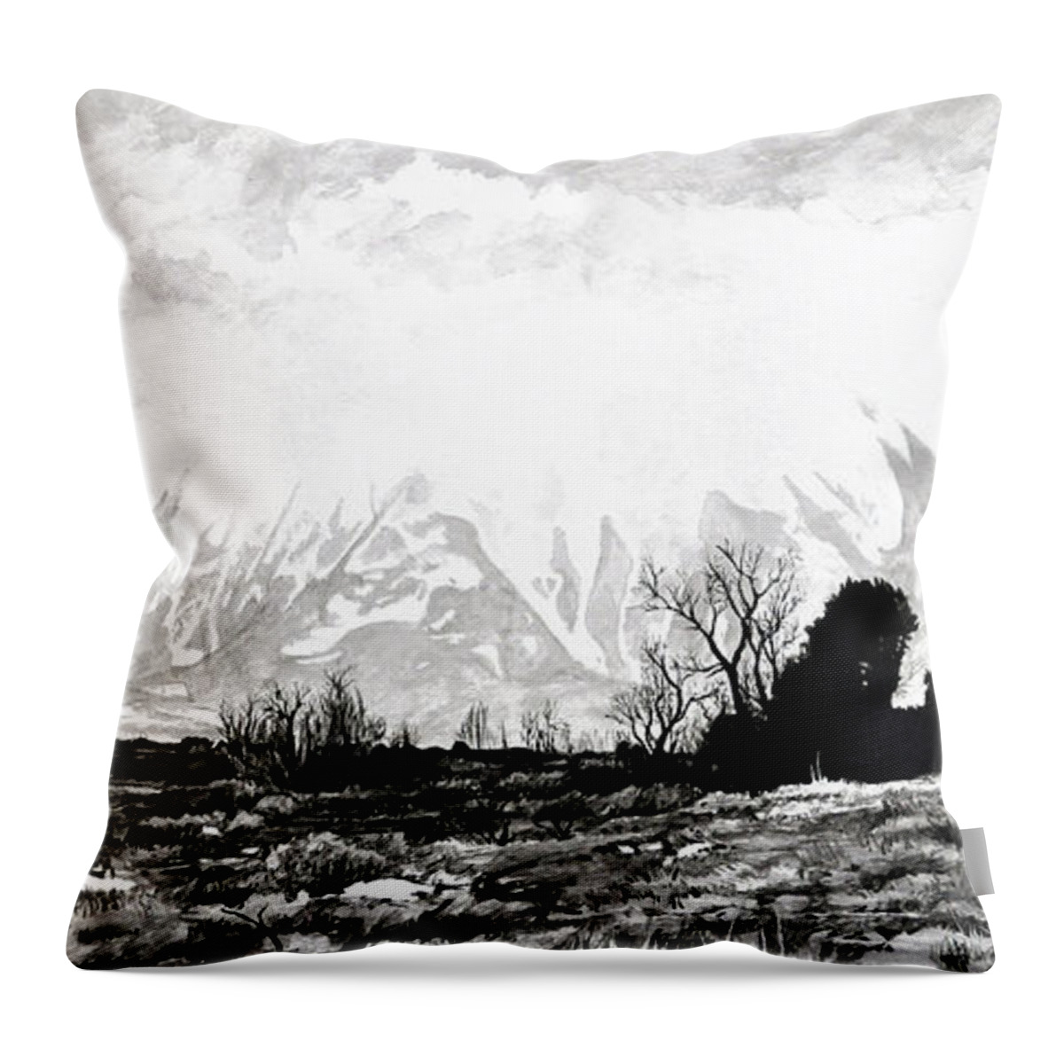 Mountain Throw Pillow featuring the painting East Spanish Peak by Aaron Spong
