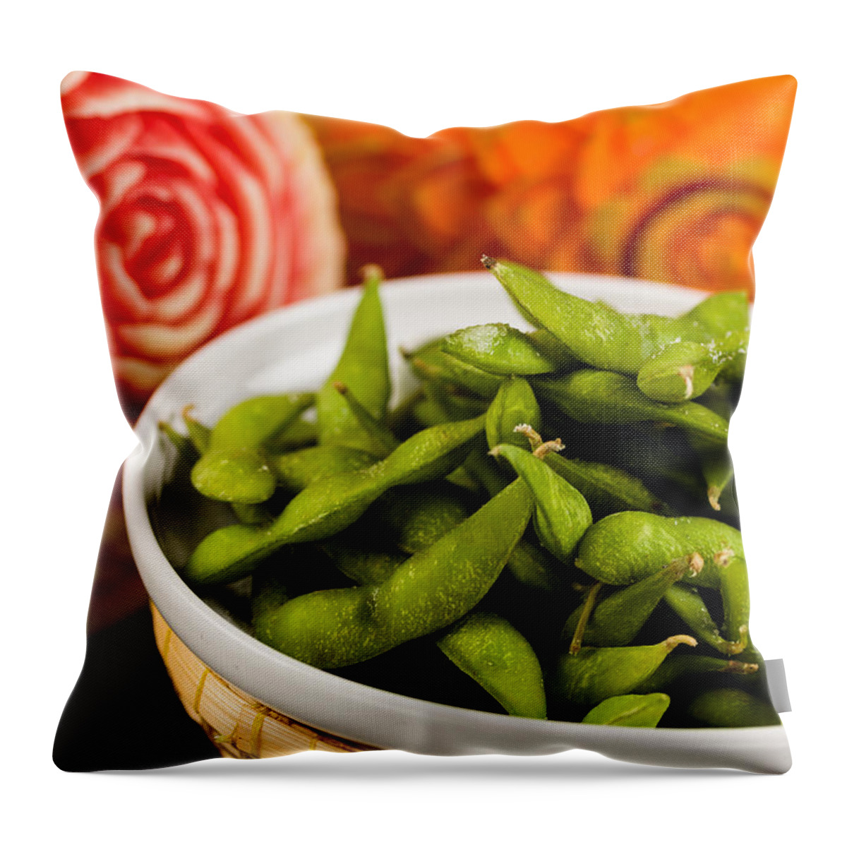 Asian Throw Pillow featuring the photograph Edamame by Raul Rodriguez