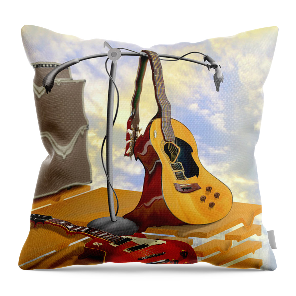 Les Paul Throw Pillow featuring the photograph Electrical Meltdown by Mike McGlothlen