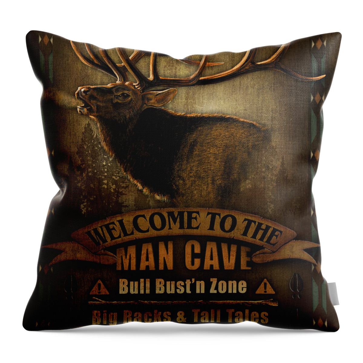 Elk Man Cave Sign Throw Pillow For Sale By Jq Licensing
