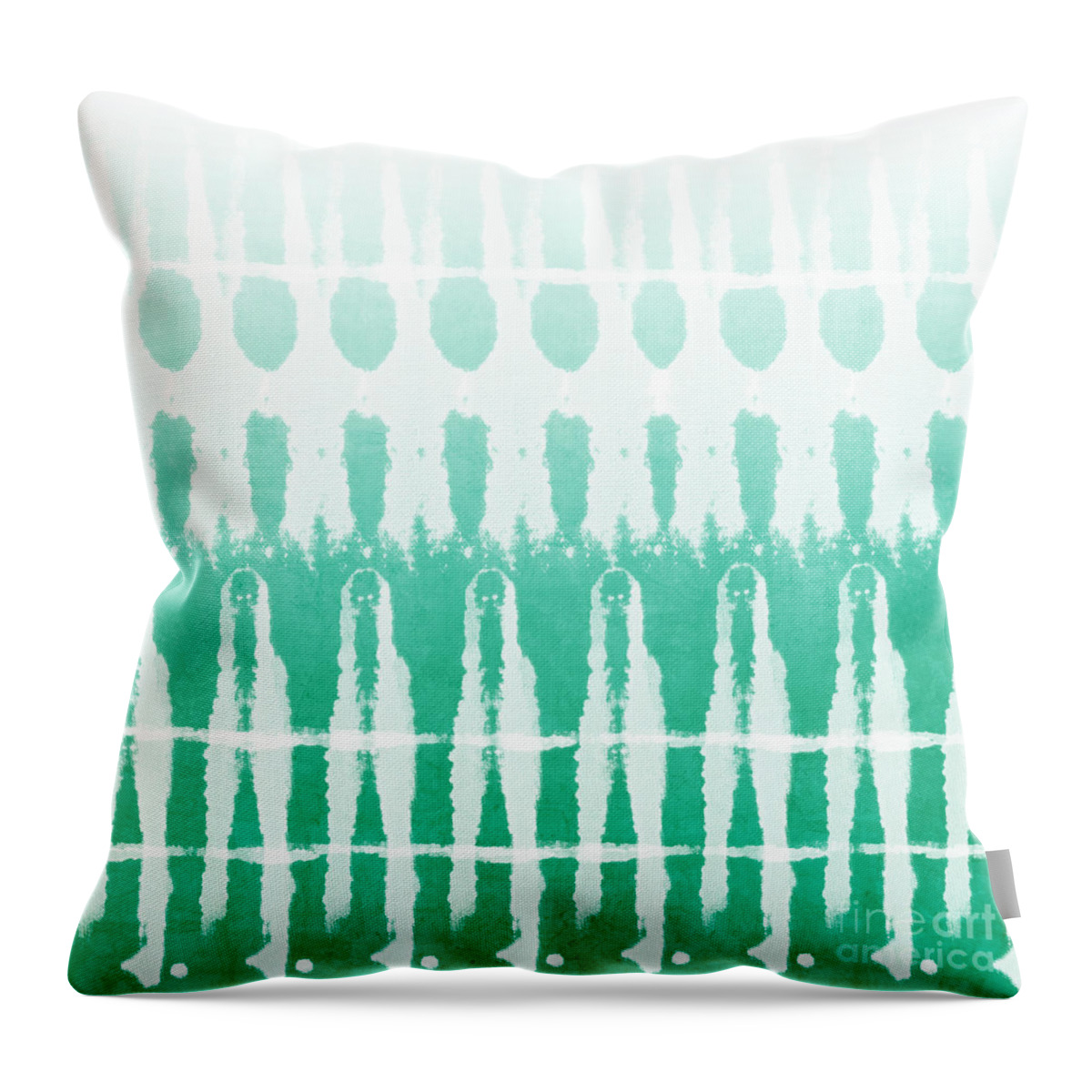 Abstract Throw Pillow featuring the painting Emerald Ombre by Linda Woods