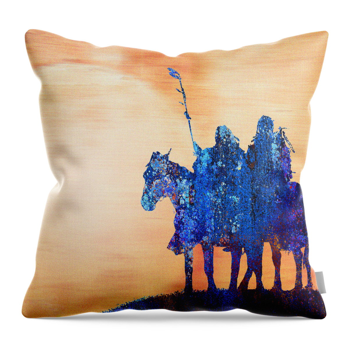 Native Throw Pillow featuring the painting End of the Day by Rick Mosher