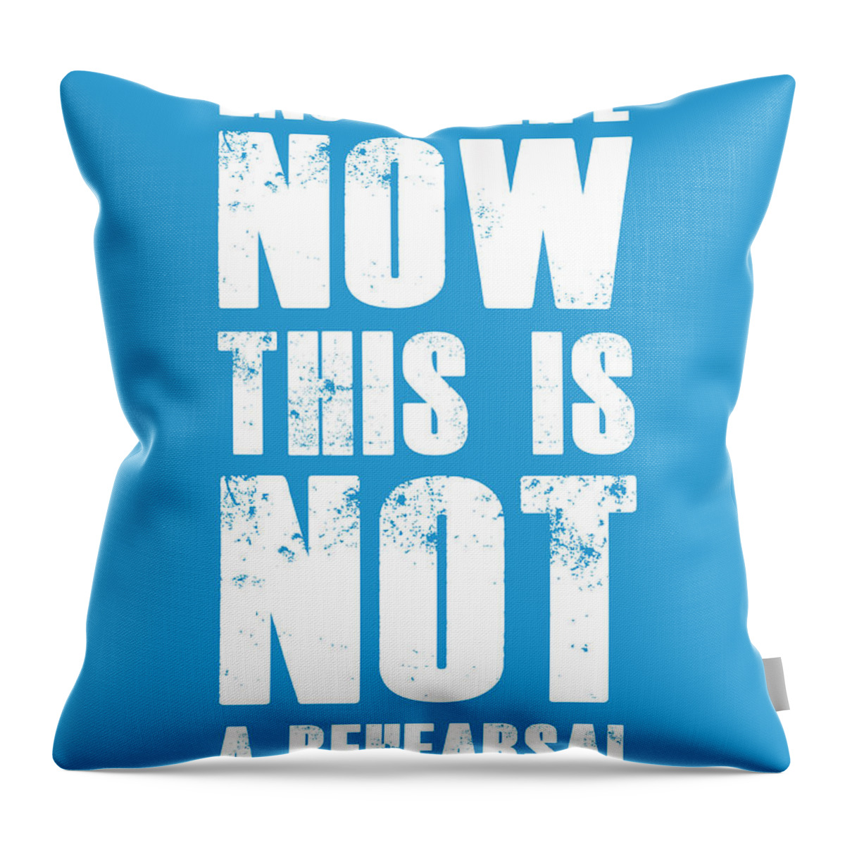 Motivational Throw Pillow featuring the digital art Enjoy Life Now Poster Blue by Naxart Studio