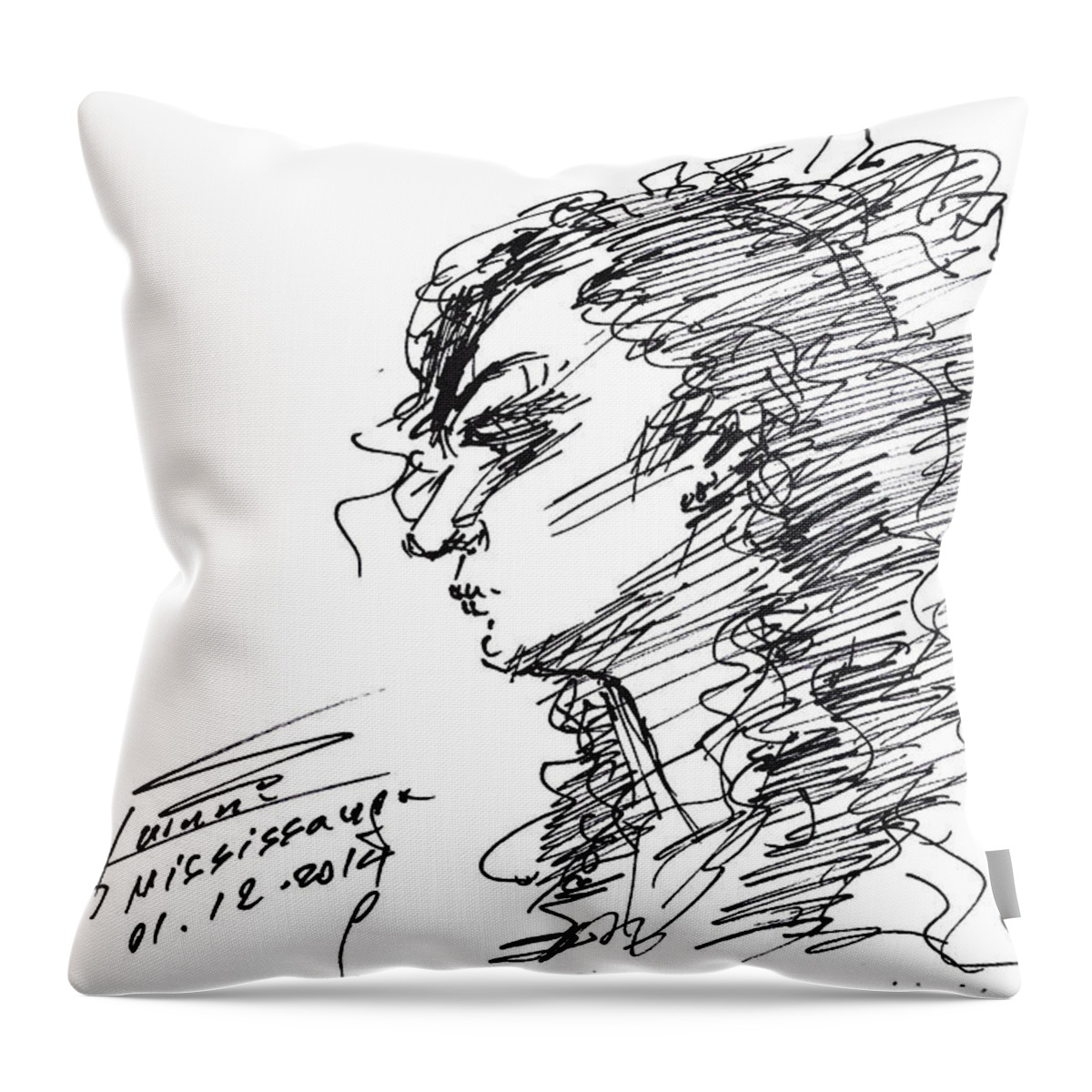 Sketch Throw Pillow featuring the drawing Erbi by Ylli Haruni