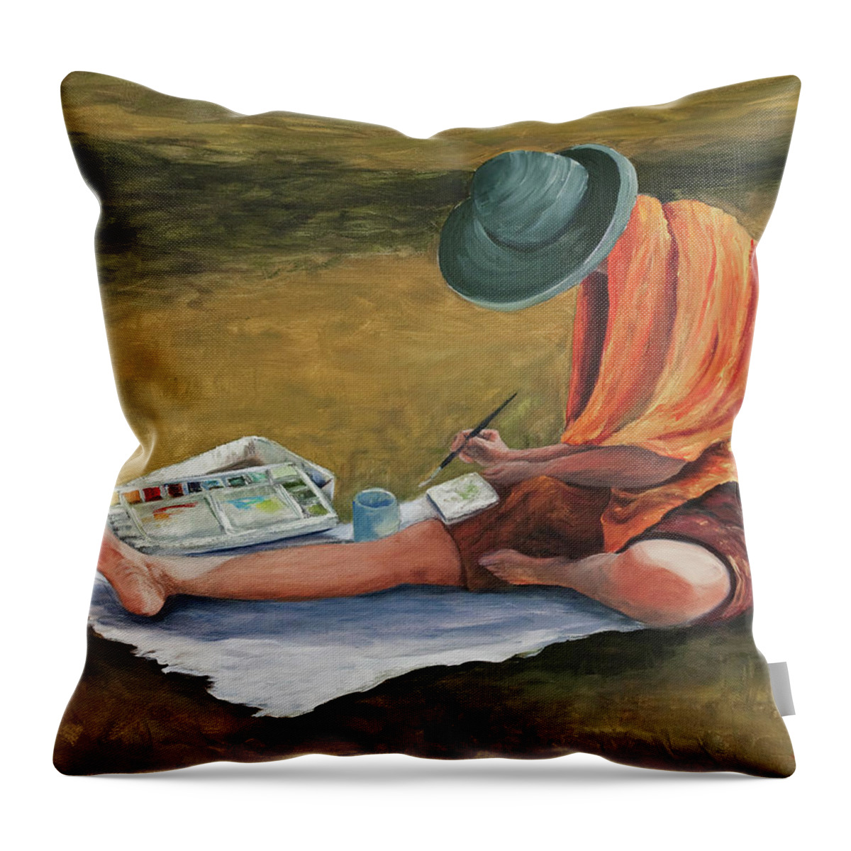 Artist Painting Throw Pillow featuring the painting Eva by Darice Machel McGuire